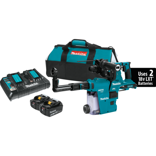 Makita XRH10PTW Brushless Cordless Rotary Hammer Kit with Dust Extractor