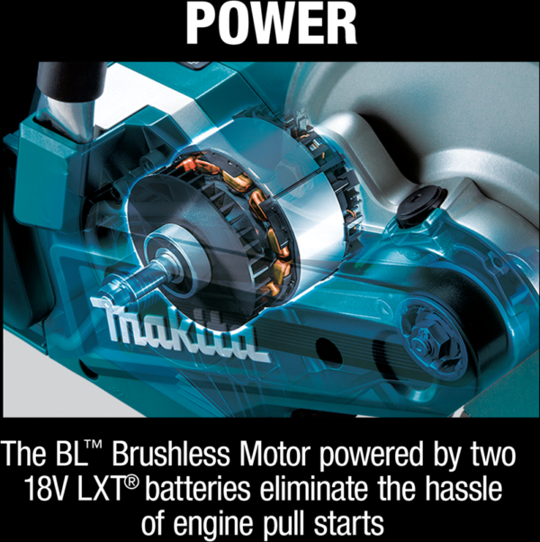makita-XEC01-belt-drive-motor makita-xec01-belt-drive-motor - XEC01PT1 36V (18V X2) LXT Brushless 9" Power Cutter Kit with AFT and Electric Brake - includes 4 Batteries (5.0 Ah)