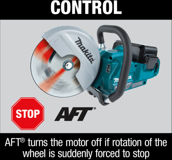 makita-XEC01-control-aft-safety-stop makita-xec01-control-aft-safety-stop - XEC01PT1 36V (18V X2) LXT Brushless 9" Power Cutter Kit with AFT and Electric Brake - includes 4 Batteries (5.0 Ah)