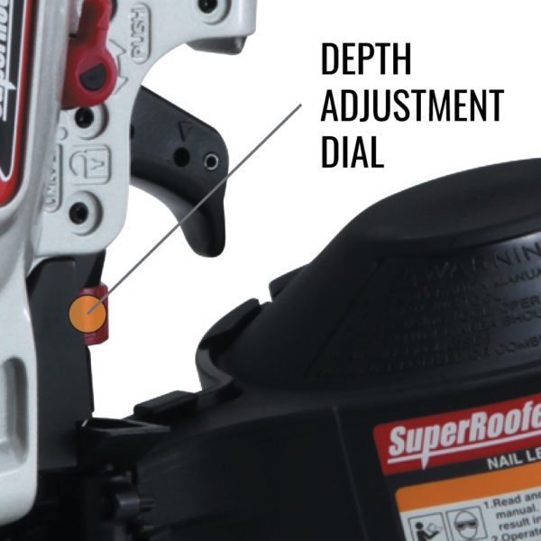 MAX CN445R3 roofing nailer depth adjustment dial