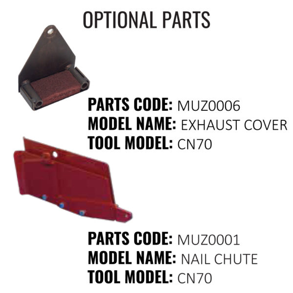 CN70PAL-OPTIONAL-PARTS.jpg cn70pal-optional-parts - MAX CN70/PAL Heavy Duty Coil Nailer up to 2-3/4" for Automated Machine