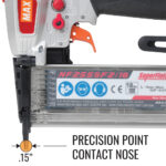 nf255sf2-18-precision-point-contact-nose-1 - NF255SF2/18 Max 18ga Brad Nailer Pro to 2-1/8"