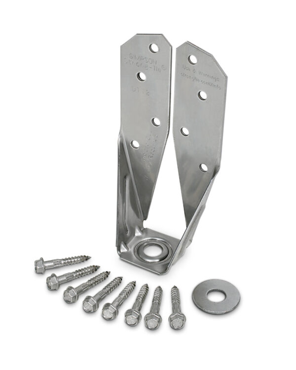 Simpson Strong-Tie DTT2Z DTT ZMAX Galvanized Deck Tension Tie for 2x with 1-1/2 in. SDS Screws dtt2ss w20screws layer-scaled - Simpson Strong-Tie DTT2Z DTT ZMAX Galvanized Deck Tension Tie for 2x with 1-1/2 in. SDS Screws