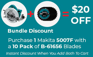 Makita $20 Discount Blade + Saw Combo
