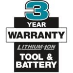 Makita 3 Year Lithium-Ion Tool and Battery Warranty (Color on White)