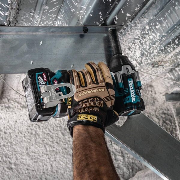 Makita GWT08D Action Shot 2 (fastening overhead) GWT08D 40V XGT 1/2" Impact Wrench Kit w/ Detent Anvil Brushless Cordless 4-Speed Mid-Torque Sq. Drive 2.5Ah product image