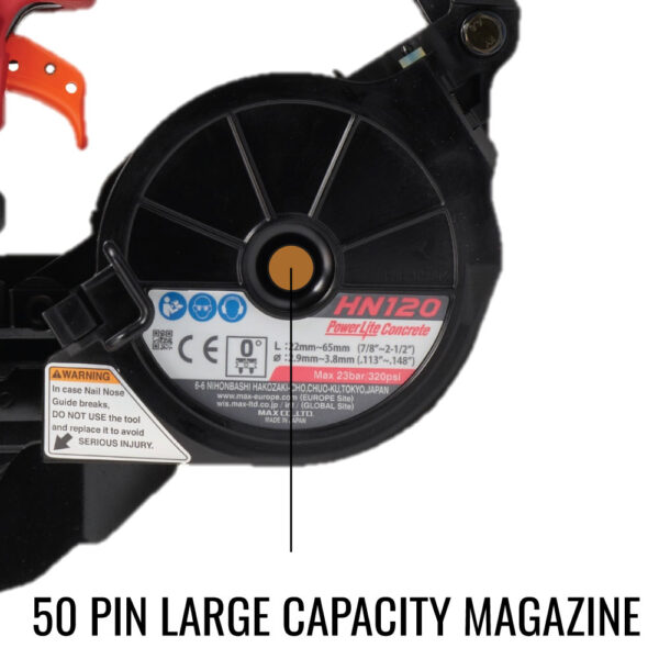 HN120-LARGE-CAPACITY-MAGAZINE Max HN120 Powerlite High Pressure Concrete Pinner to 2-1/2in 500psi product image