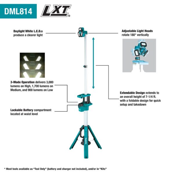 DML814 18V LXT Lithium‑Ion Cordless Tower Work/Multi‑Directional Light, Light Only product image