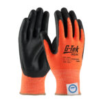 G-Tek 19-D340OR Hi-Vis
  Seamless Knit Dyneema Diamond Blended Glove with Nitrile Coated Foam Grip on
  Palm & Fingers ANSI A4 Cut Resistance [1 dozen] product image