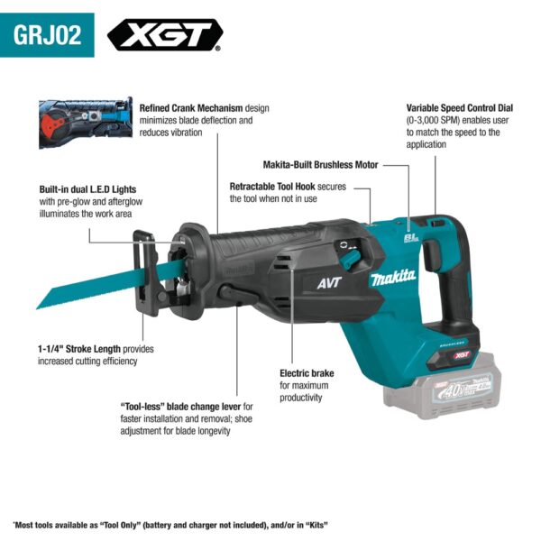 GRJ02Z 40V max XGT Brushless Cordless AVT Orbital Recipro Saw, Tool Only product image