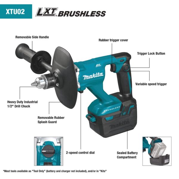 XTU02T 18V LXT Lithium‑Ion Brushless Cordless 1/2" Mixer Kit (5.0Ah) product image