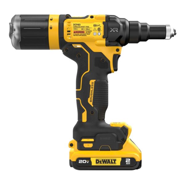 08d6e2bea35a8352755f80ffcf2ef4000ede85e3 Dewalt DCF403D1 20V MAX XR Brushless Cordless 3/16" Rivet Tool Kit product image