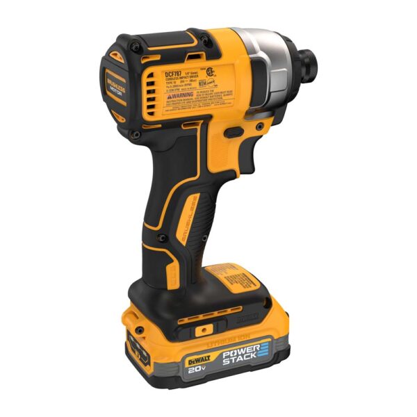 aa2c3e489e1ab50ba330f7f8074975a6a53b7c61 Dewalt DCF787E1 20V Max 1/4" Brushless Impact Driver Kit product image