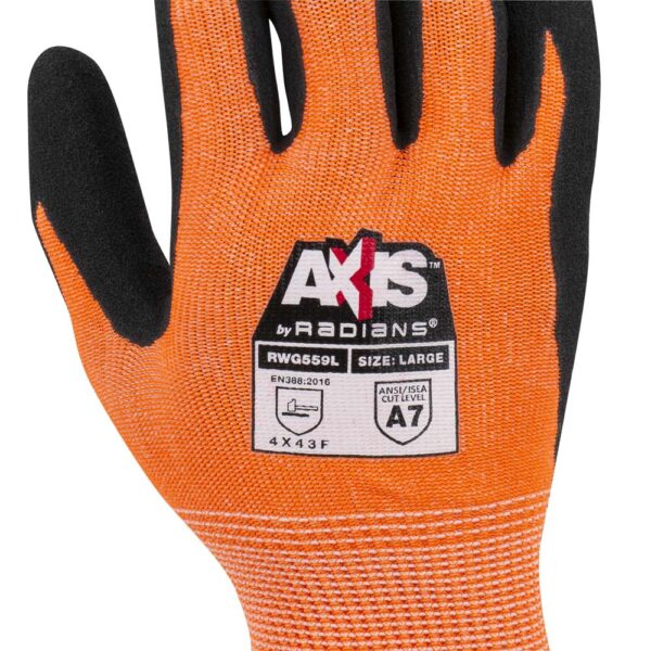 idehjzrmtkdkhxyywtq9 Radians RWG559 AXIS Cut Protection Level A7 Sandy Nitrile Coated Glove product image
