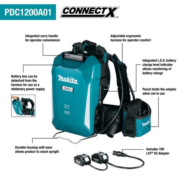 8f374c62-eeaa-4f16-946a-1389a3818cbe_pdc1200a01_fc_1500px PDC1200A01 40V max ConnectX 1,200Wh Portable Backpack Power Supply product image