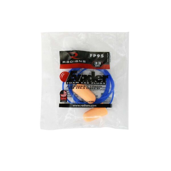 [Case of 1000] Radians FP95 EVADER 33 Disposable Foam Earplugs - Corded product image