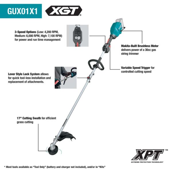 e0ba5f0f-d3be-42ee-8eac-9c1e987cb0cf_gux01zx1_fc_1500px GUX01JM1X1 40V max XGT Brushless Cordless Couple Shaft Power Head Kit with 17" String Trimmer Attachment (4.0Ah) product image