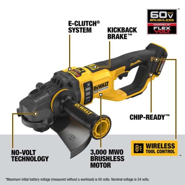 DeWalt-DCG460X2_02 Dewalt DCG460X2 60V Max 7"-9" Large Angle Grinder Kit product image