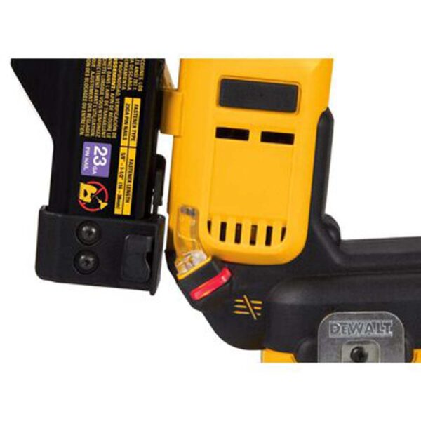 dewalt-atomic-compact-series-20v-max-pin-nailer-23-gauge-kit-dcn623d1-detail-view-3 Dewalt DCN623D1 Atomic Compact Series 20V Max Brushless Cordless 23 Ga. Pin Nailer Kit product image