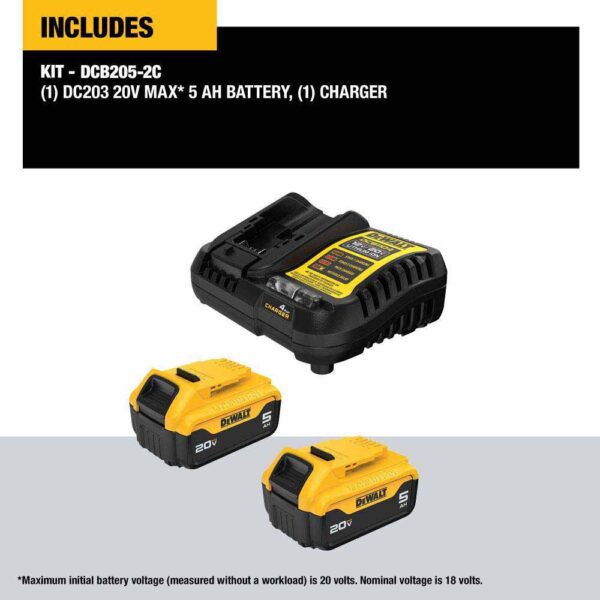 dewalt-20v-max-xr-premium-lithium-ion-5ah-starter-kit-dcb205-2c-detail-view-2 DCB205-2C