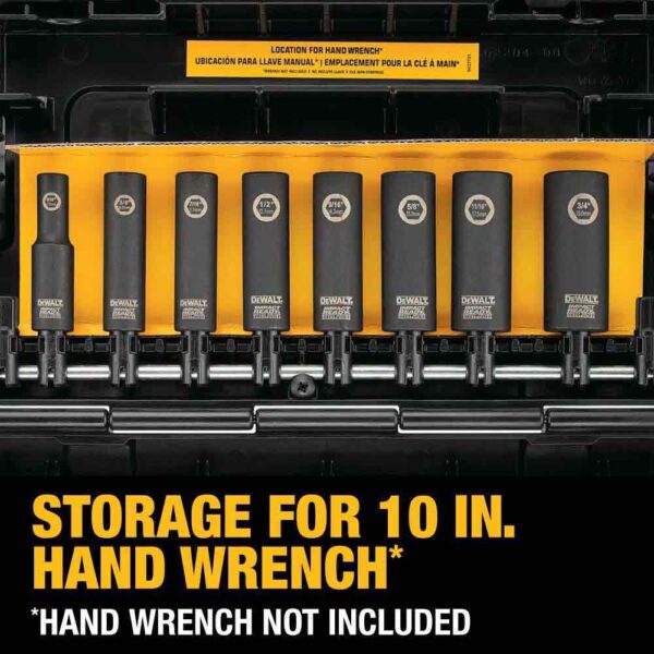dewalt-38-in-10-piece-impact-ready-socket-set-dw22838-detail-view-3 DeWalt DW22838 Impact Socket Set, SAE, 3/8-Inch, 10-Piece product image