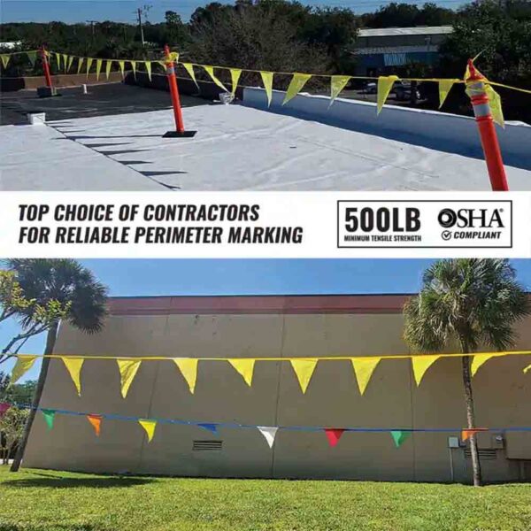 Electro-Tape-87693-Multi-color-pennant-flag-(4) Multi-Color 500lb rated OSHA Compliant Pennant Flags for Safety and Hazard Marking Electro Tape 87693 product image