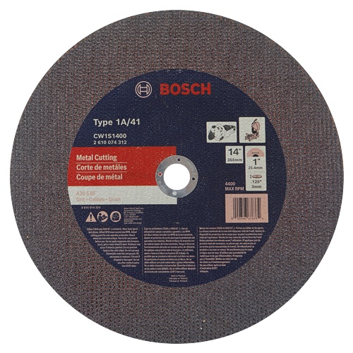 Bosch CW1S1400 14 in Type 1A/41 Metal Cutting Abrasive Wheel, 1 in Arbor, 0.125 in Thick product image