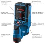 Bosch D-TECT200C 12V Max Wall/Floor Scanner with Radar, 3.5 in Display, Includes 2.0 Ah Battery, Charger, USB Cable, Soft Pouch product image