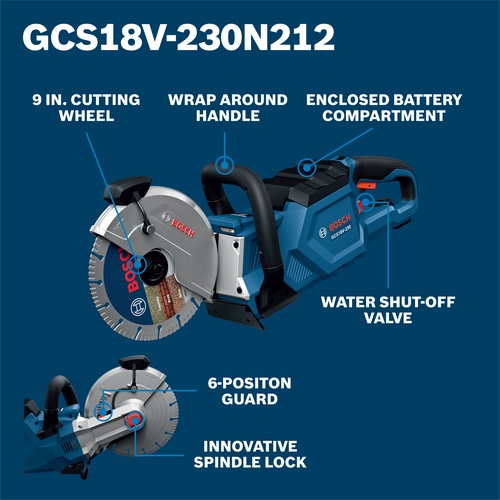 Bosch GCS18V-230N212 18V Brushless 9 in. Cutoff Saw Kit with (2) CORE18V 12 Ah Batteries and Turbo Charger product image