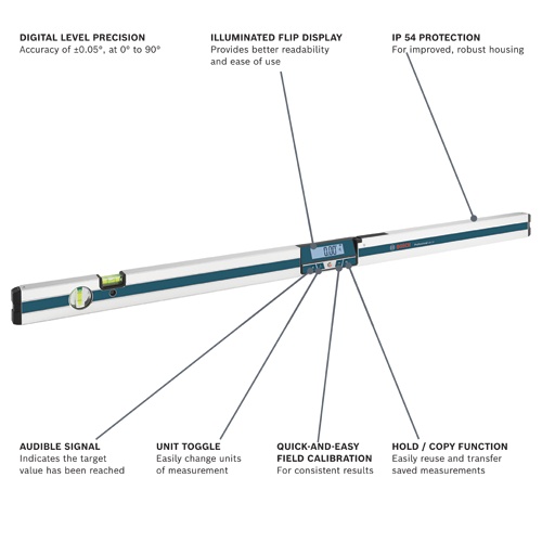 Bosch GIM 120 48 in Digital Level, ±0.05° Accuracy, IP54 product image