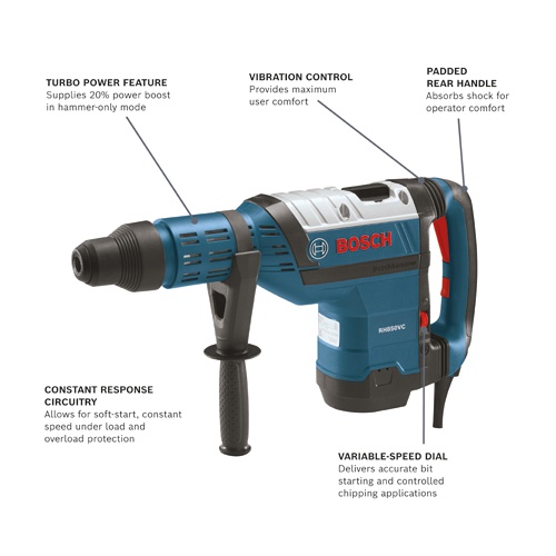 Bosch RH850VC SDS-max 1-7/8 in. Combination Rotary Hammer, 14.5A, 9.3 ft-lbs, 120V product image