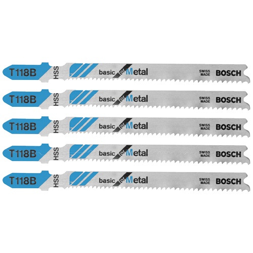 Bosch T118B 5 pc. 3-5/8 in. 11-14 TPI Basic for Metal T-Shank Jig Saw Blades, HSS product image