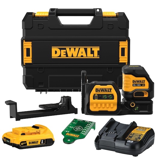 DEWALT DCLE34020G 20V MAX XR Cordless Cross Line Green Laser Kit, Self-Leveling, ±1/8 in at 30 ft, 17 hr Runtime product image