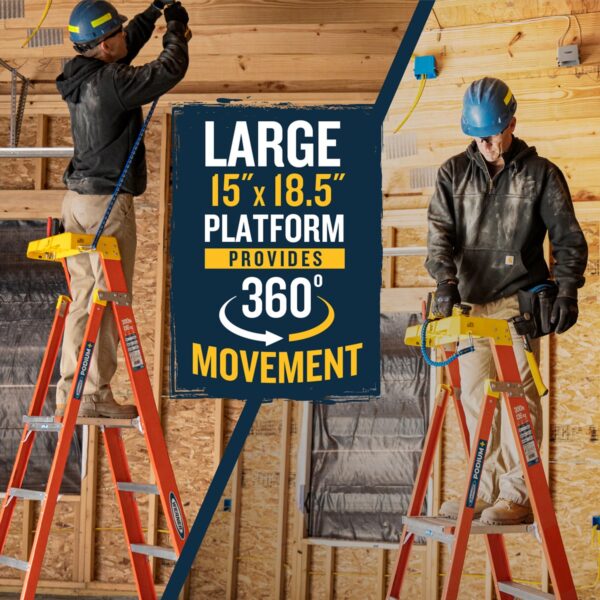 Werner PDLIA04 10ft Reach Height Fiberglass Podium+ Ladder, 4ft, Type IA, 300 lb Load Capacity product image