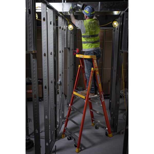 Werner PD6204-4C Fiberglass Podium Ladder with Casters, 4 ft, Type IA, 300 lb, 10 ft Reach product image