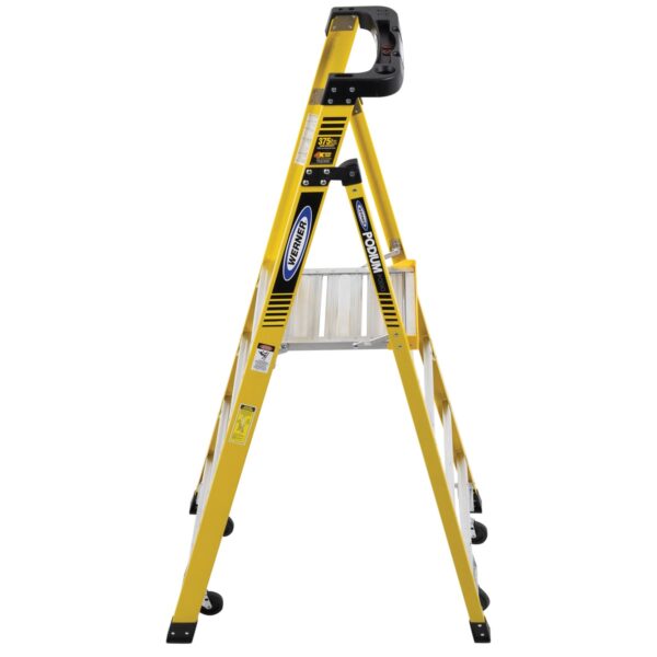 Werner PD7304-4C 10ft Reach Fiberglass Podium Ladder with Casters, 4 ft, Type IAA, 375 lb Load product image