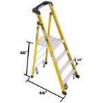 Werner PD7304-4C 10ft Reach Fiberglass Podium Ladder with Casters, 4 ft, Type IAA, 375 lb Load product image