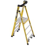 Werner PD7304-4C 10ft Reach Fiberglass Podium Ladder with Casters, 4 ft, Type IAA, 375 lb Load product image