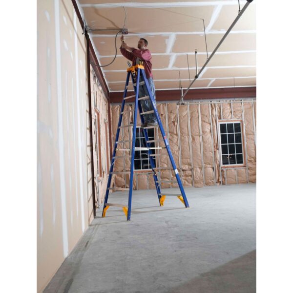 Werner OBEL10 10ft Type IAA Fiberglass Electricians JobStation Step Ladder, 375 lb Duty Rating product image