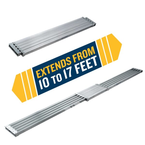 Werner PA210 10ft to 17ft Aluminum Extension Plank, 26 in W x 2.5 in H, 250 lb Capacity product image