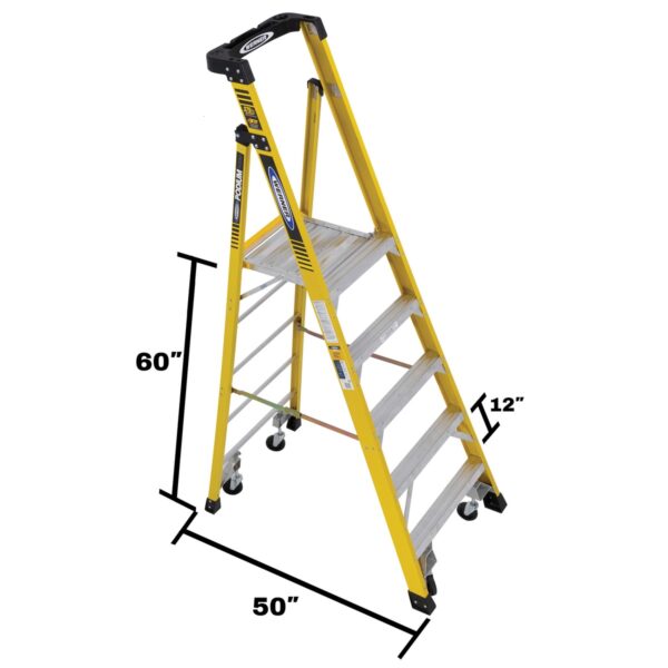 Werner PD7305 11ft Reach Fiberglass Podium Ladder, 5ft Type IAA, Yellow product image