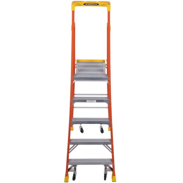 Werner PD6205-4C 11ft Reach Fiberglass Podium Ladder w/ Casters, 5ft, Type IA, 300 lb product image