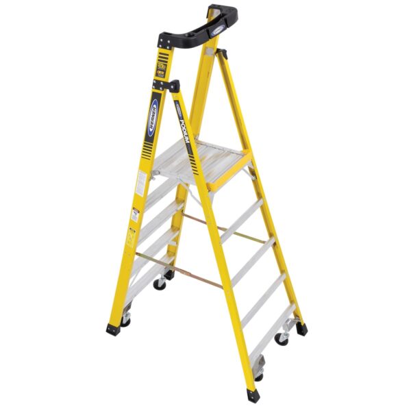 Werner PD7305-4C Fiberglass Podium Ladder with Casters, 5 ft, Type IAA 375 lb, 11 ft Reach product image