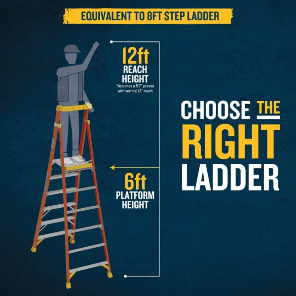 Werner PD6206 12ft Reach Fiberglass Podium Ladder, 6ft Platform, Type IA 300 lb product image