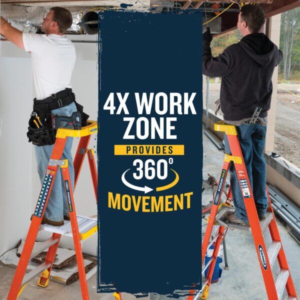 Werner PD6206 12ft Reach Fiberglass Podium Ladder, 6ft Platform, Type IA 300 lb product image