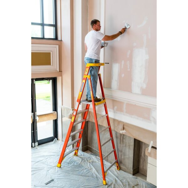 Werner PD6206-4C 12 ft Reach Fiberglass Podium Ladder with Casters, 6 ft Type IA, 300 lb Capacity product image