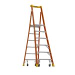 Werner PD6206-4C 12 ft Reach Fiberglass Podium Ladder with Casters, 6 ft Type IA, 300 lb Capacity product image