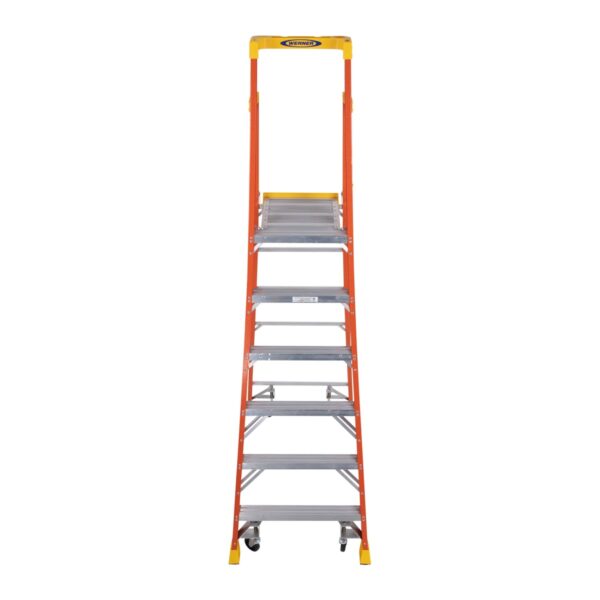 Werner PD6206-4C 12 ft Reach Fiberglass Podium Ladder with Casters, 6 ft Type IA, 300 lb Capacity product image