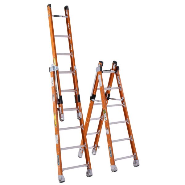 Werner 7806 12ft Type IAA Fiberglass Combination Ladder, 375 lb Duty Rating product image