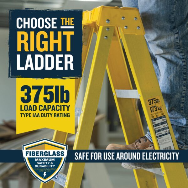 Werner 6312 12ft Type IAA Fiberglass Step Ladder, Single-Sided, 375 lb Duty Rating product image